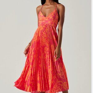 ASTR Blythe Floral Plisse Midi Dress